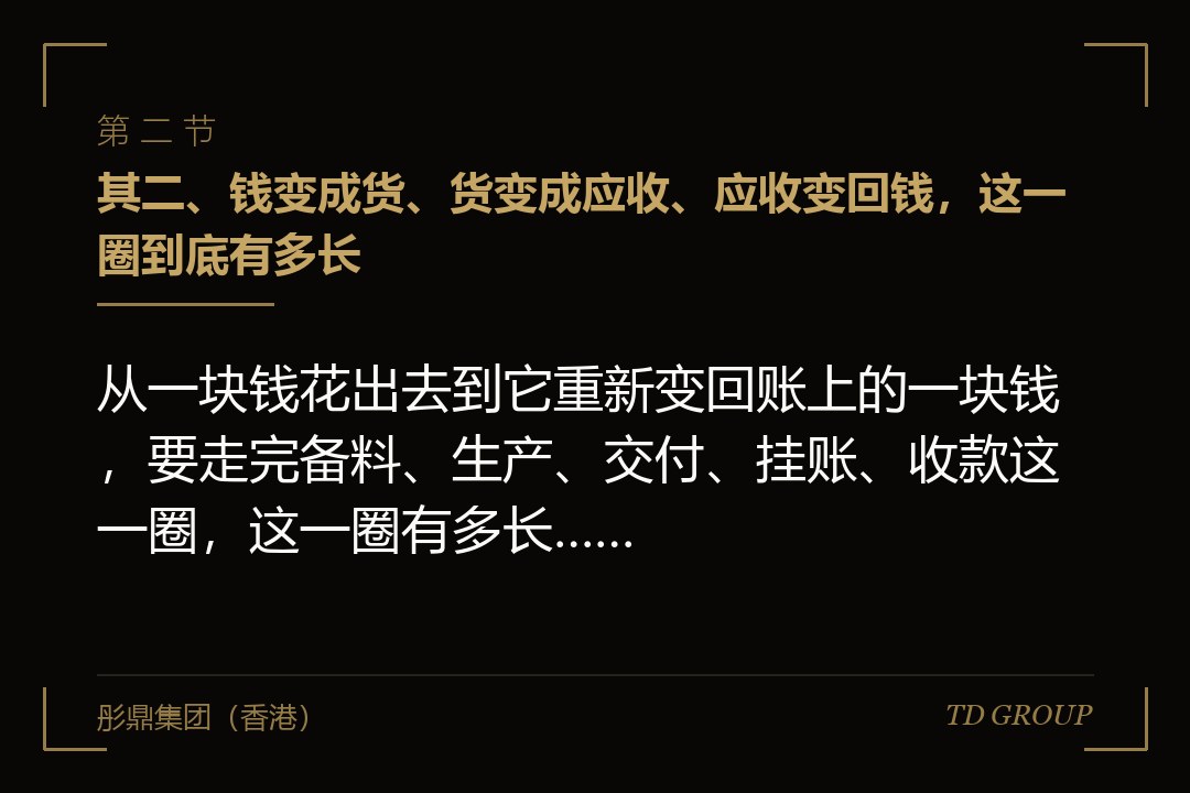其二、钱变成货、货变成应收、应收变回钱，这一圈到底有多长