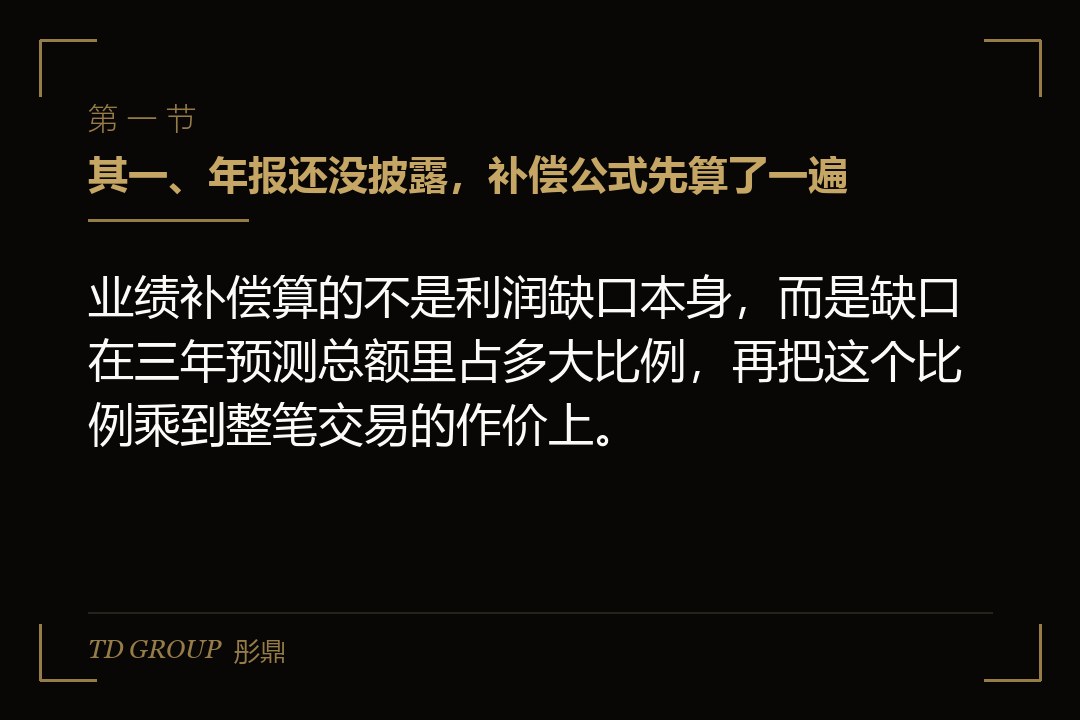 其一、年报还没披露，补偿公式先算了一遍